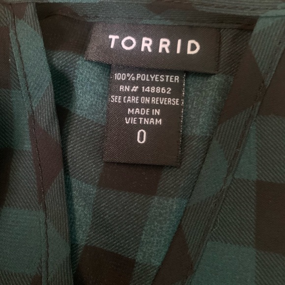 Sheer Black and Green Plaid Peplum Style Top 💄 - Picture 5 of 5